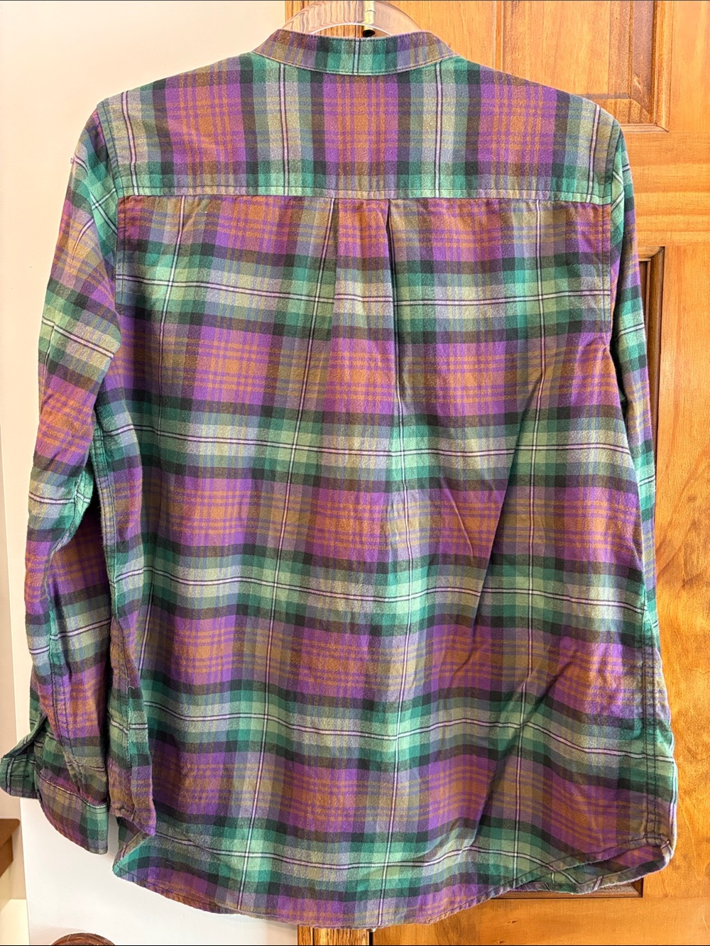 Lands' End Green & Purple Plaid Band-Collar Tunic - Picture 2 of 8